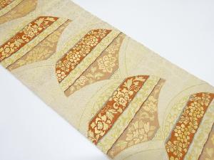 アンティーク　横段に草花模様織り出し袋帯（材料）